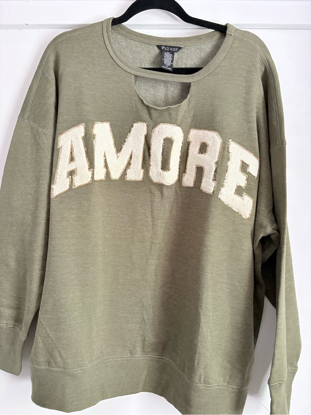 Wild Kiss Olive 'AMORE' Crewneck Sweatshirt